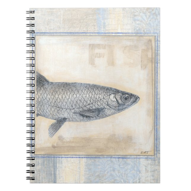 Grey Fish on Beige Background Notebook (Front)