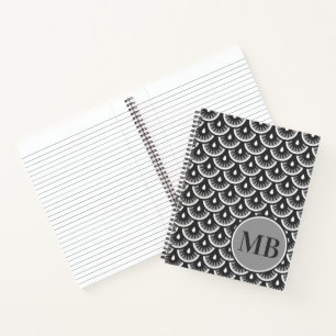 Grey Fishscale Pattern Personalized Notebook