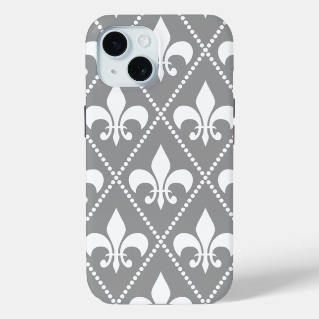 Grey Fleur de Lis Case-Mate iPhone Case (Back)