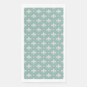 Grey Fleur De Lis pattern on turquoise background Napkin