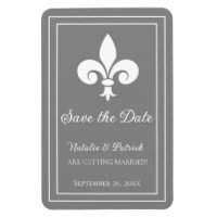 Grey Fleur de Lis Save the Date Magnet