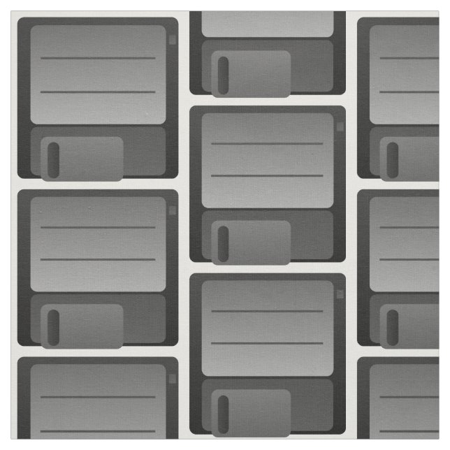 Grey Floppy Disc Pattern Fabric (Swatch)