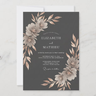 Grey Floral Arrangement Wedding Invitation