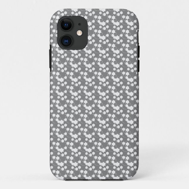 Grey Floral Case-Mate iPhone Case (Back)