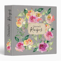 grey floral cook book recipe book Binder