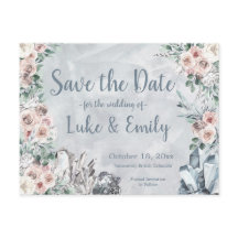 Grey Floral & Crystals Wedding Save the Date