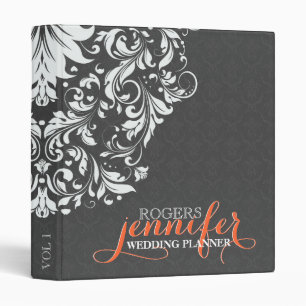 Grey Floral Damasks White Lace Lace 2 Binder