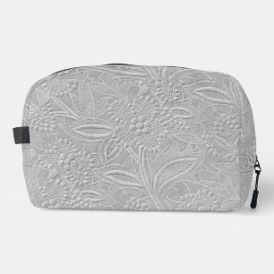 Grey Floral Embossed Look Dopp Kit