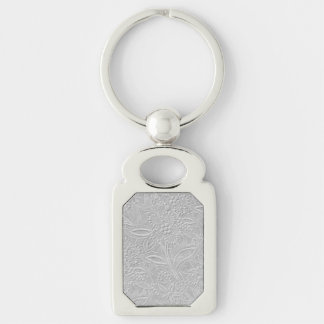 Grey Floral Embossed Look Keychain