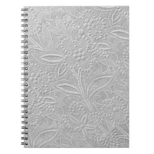 Grey Floral Embossed Look Notebook
