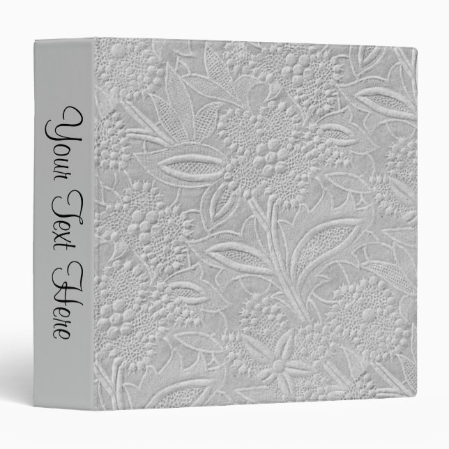 Grey Floral Embossed Look Personal Binder (Front/Spine)