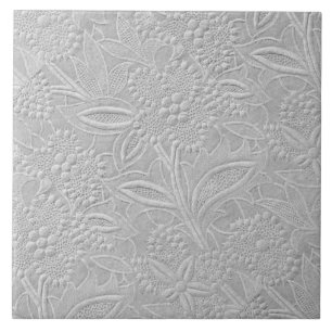 Grey Floral Embossed Look Tile