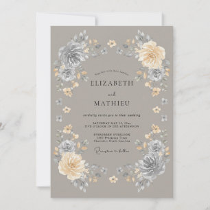 Grey Floral Enchanted Wedding Invitation