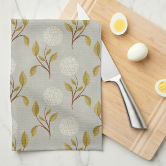 Grey Floral Hydrangea Tea Towel