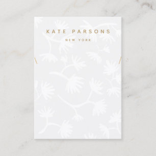 Grey Floral Necklace Display Business Card