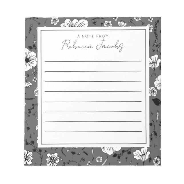 Grey Floral  Notepad (Front)