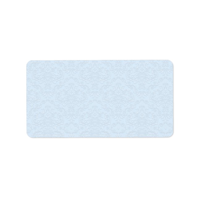 Grey floral on light blue background label (Front)