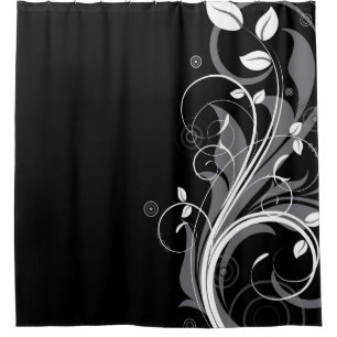 Grey Floral Pattern on Black