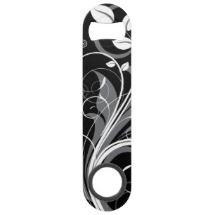 Grey Floral Pattern on Black Bar Key