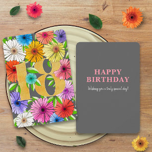 Grey Floral Personalized 18th Birthday Card