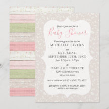 Grey Floral Pink & Sage Rustic Country Baby Shower