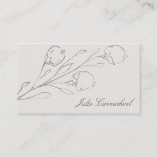 Grey Floral Sketch Elegant Business Card