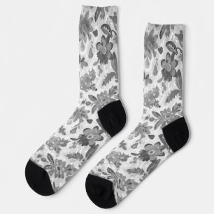 Grey Floral  Socks