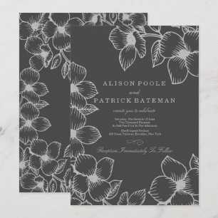 Grey Floral Wedding Invitations