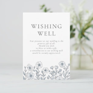 Grey Florals Wishing Well Wedding Enclosure Card