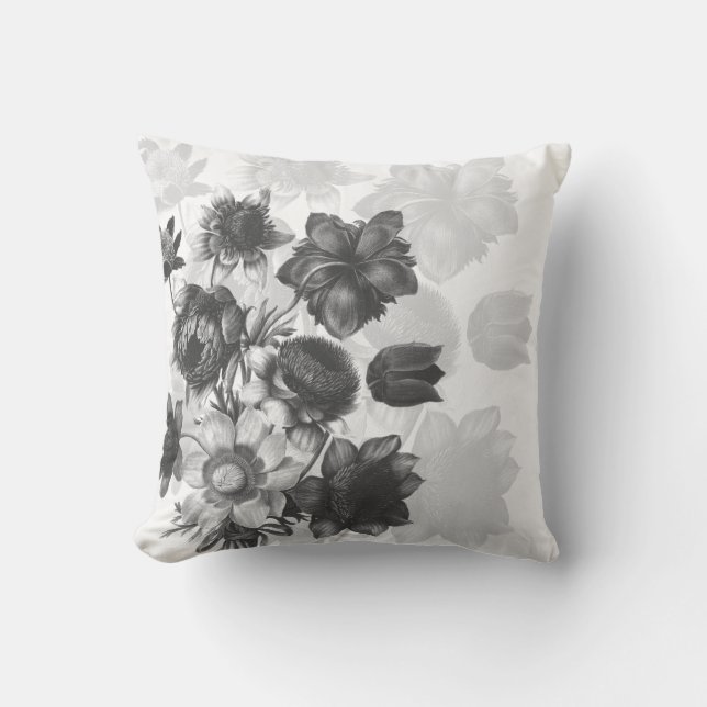 Grey Flower Bouquet Custom Pillows (Front)