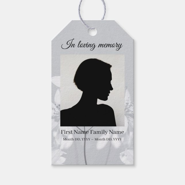 Grey flower funeral ribbon labels (Front)