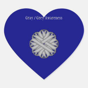 Grey Flower Ribbon by Kenneth Yoncich Heart Sticker