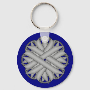 Grey Flower Ribbon by Kenneth Yoncich Keychain