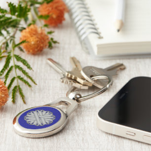 Grey Flower Ribbon by Kenneth Yoncich Keychain