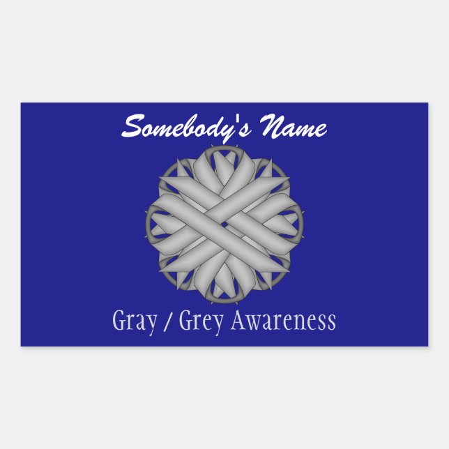 Grey Flower Ribbon by Kenneth Yoncich Sticker (Front)