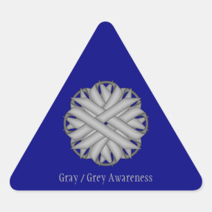 Grey Flower Ribbon by Kenneth Yoncich Triangle Sticker