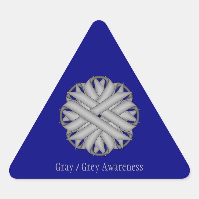 Grey Flower Ribbon by Kenneth Yoncich Triangle Sticker (Front)