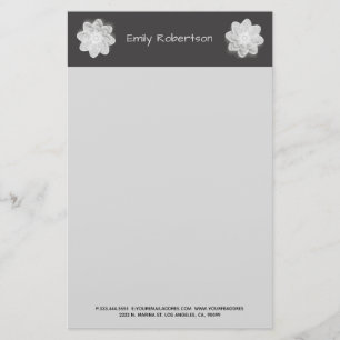 Grey Flower Stationery