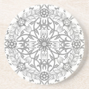Grey Flower Wreath Country Sandstone Coaster
