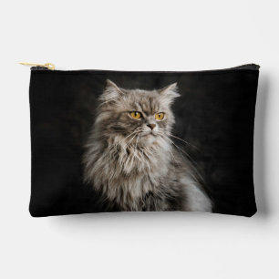 Grey Fluffy Cat Accessory Pouch