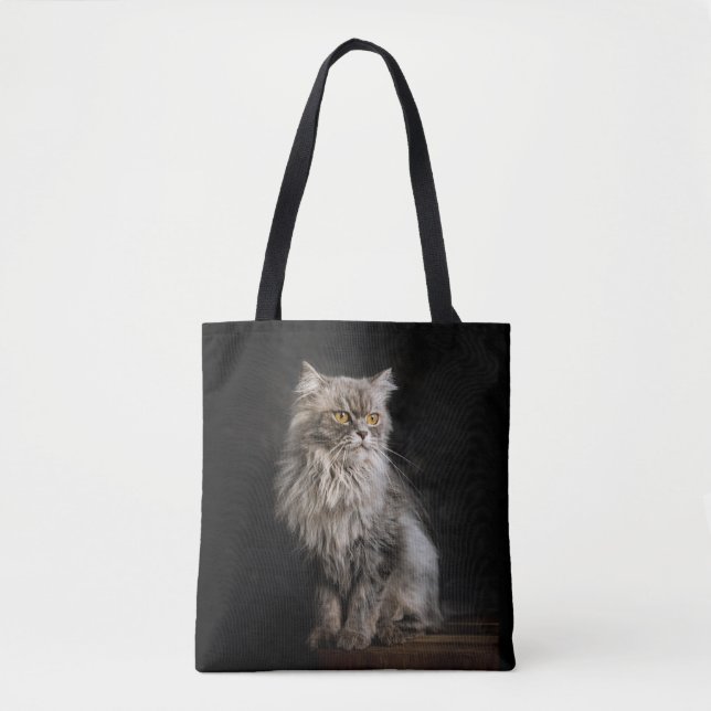 Grey Fluffy Cat  Tote Bag (Front)