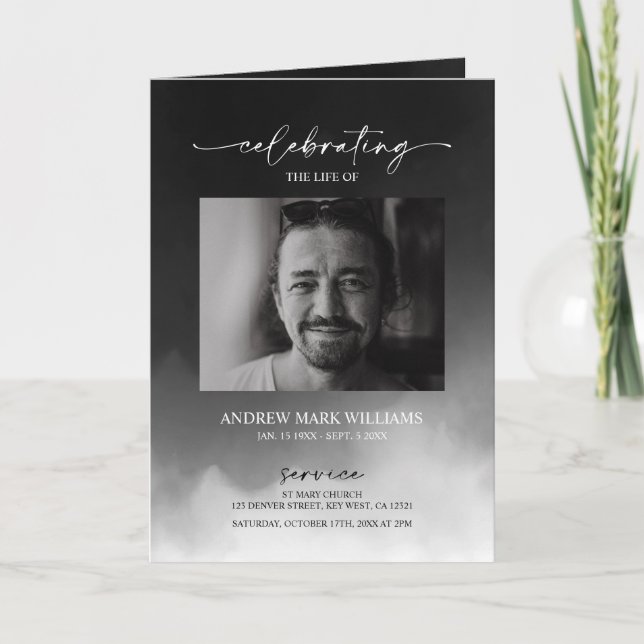 Grey Fog Funeral Order of Service Folded Program (Front)