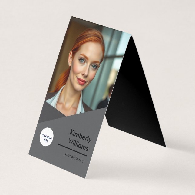 Grey Folded Business Card – Custom Design (Front)