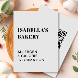 Grey Food Allergy Calorie Information QR Code Card