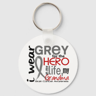 Grey For My Hero 2 Grandma Brain Cancer Keychain