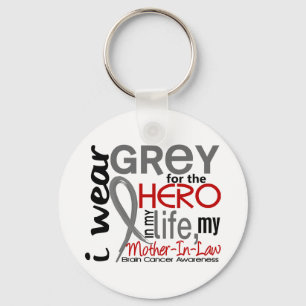 Grey For My Hero 2 Mother-In-Law Brain Cancer Keychain