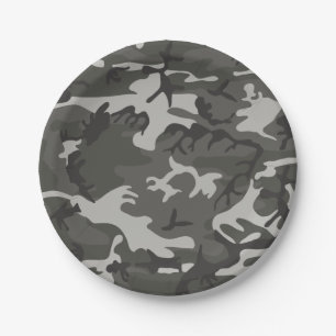 Grey Forest Camouflage. Camo your Paper Plate