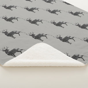 Grey Forest Nursery Deer Pattern Sherpa Blanket