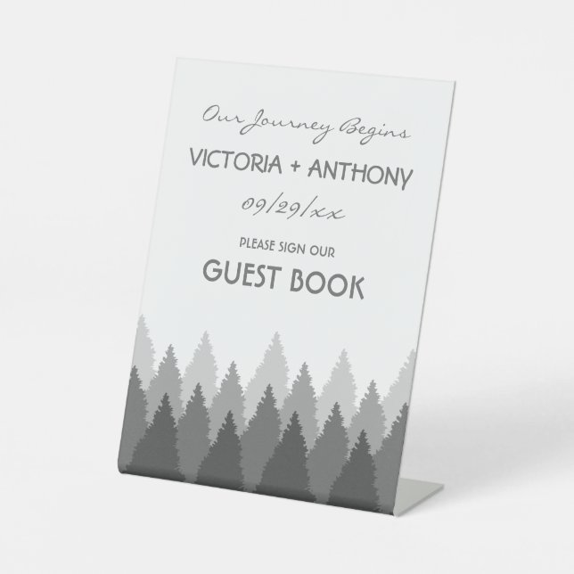 Grey Forest Range Woodland Wedding Pedestal Sign (Front)