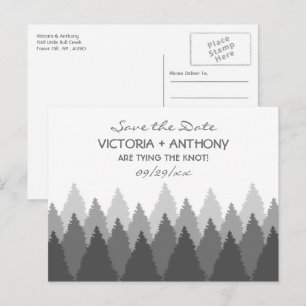 Grey Forest Range Woodland Wedding Save The Date Postcard